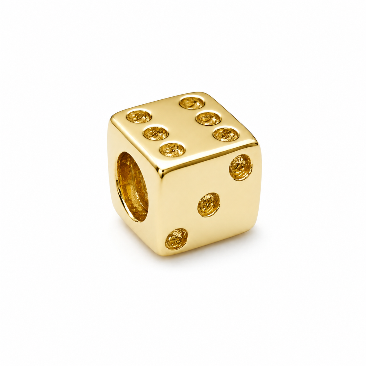 Kaedesigns Genuine 9ct 9K 375 Yellow or Rose or White Gold or Silver Dice Bead Charm for bracelet