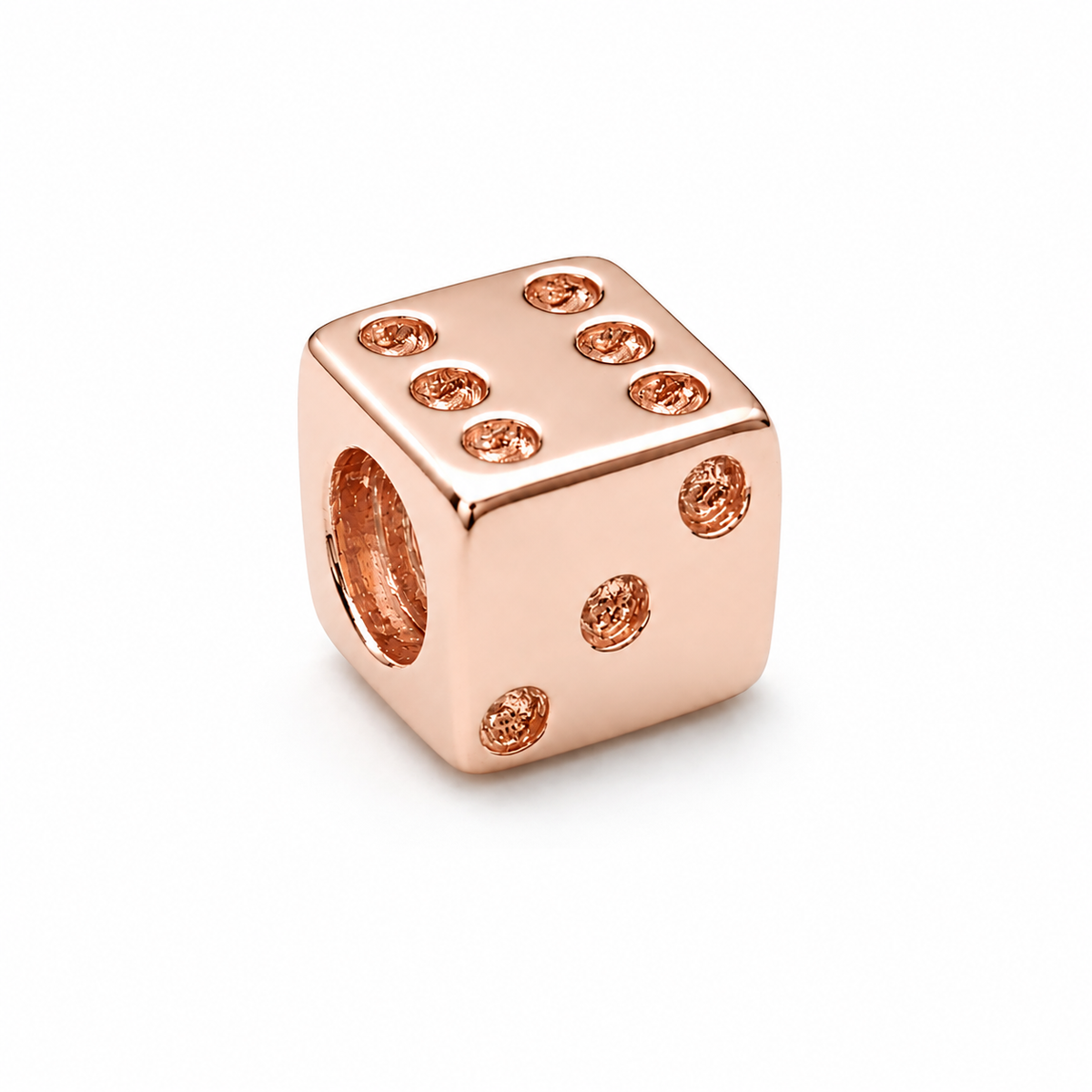 Kaedesigns Genuine 9ct 9K 375 Yellow or Rose or White Gold or Silver Dice Bead Charm for bracelet