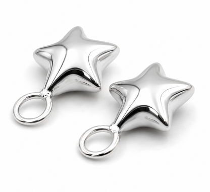Genuine 1 Pair 9ct 9Kt 375 Genuine Yellow, Rose or White Gold Bubble Star Charms