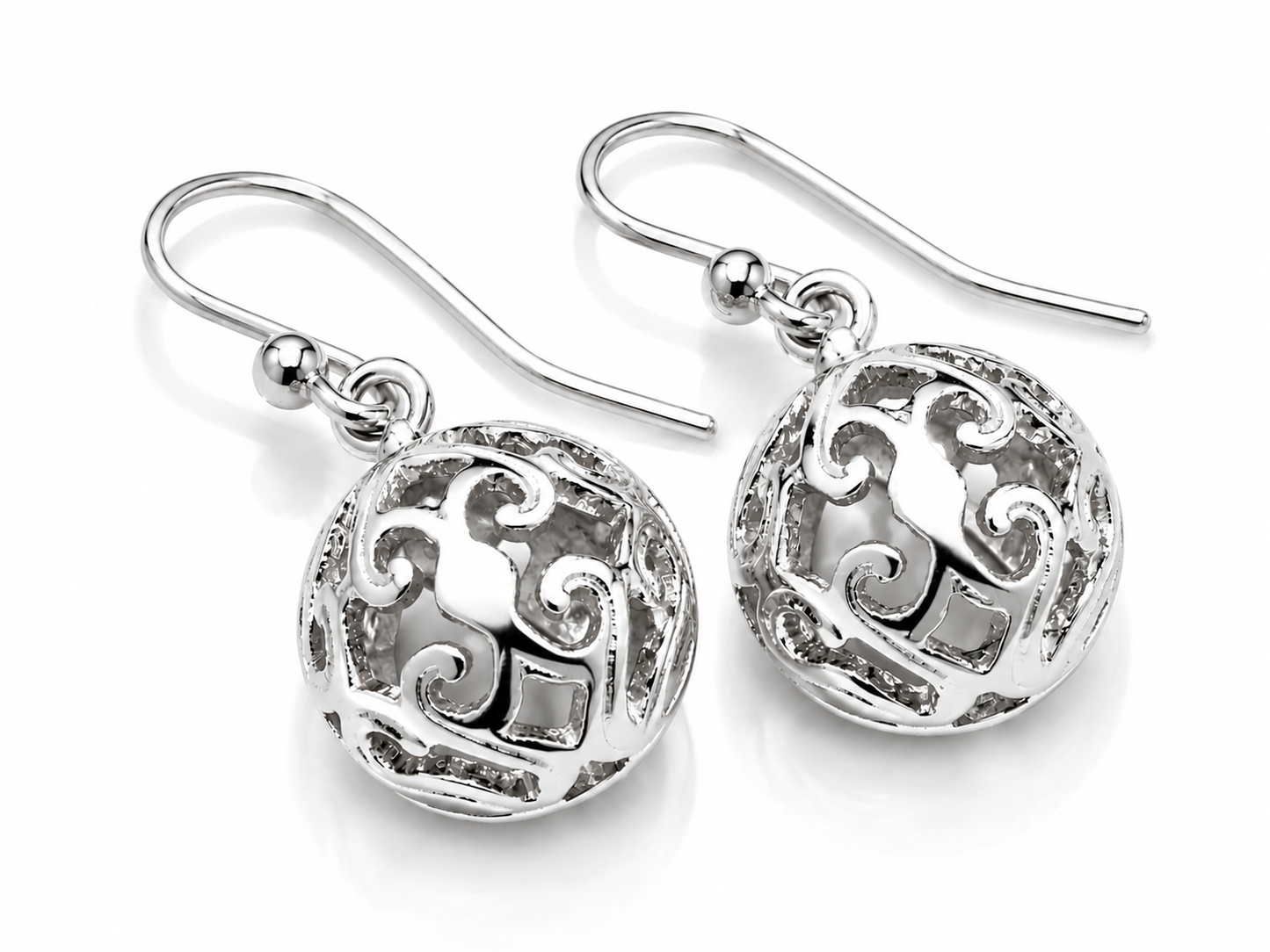 Kaedesigns Genuine 9ct 9K 375 Yellow, Rose & White Gold Half Ball Hook 11mm Filigree Earrings