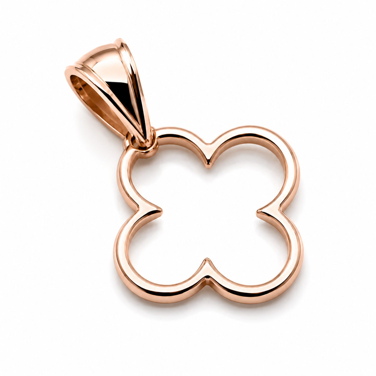 Solid 9ct 9K 375 Yellow, Rose or White Gold Small Clover Pendant With Bale