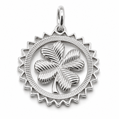 Genuine Sterling Silver 925 or Yellow or Rose Gold Plated Four Leaf Clover Pendant