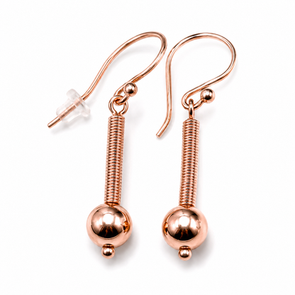 Genuine 9ct 9kt 375 Yellow, Rose & White Gold Spinning 8mm Ball Drop Earrings