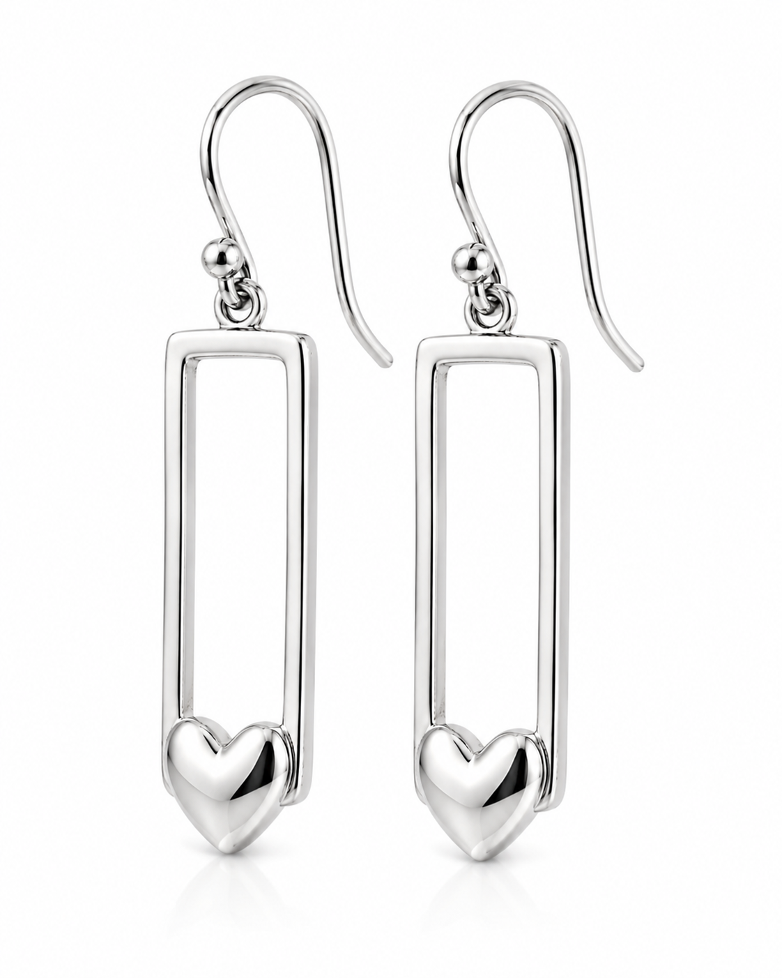 Genuine 9ct 9k 375 Yellow, Rose or White Gold Heart Drop Hook Earrings