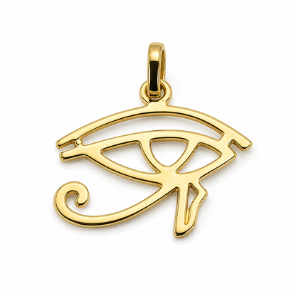 Genuine Sterling Silver 925 or 9ct 9k 375 Yellow Gold 18mm Round 'Eye of Horus' Pendant