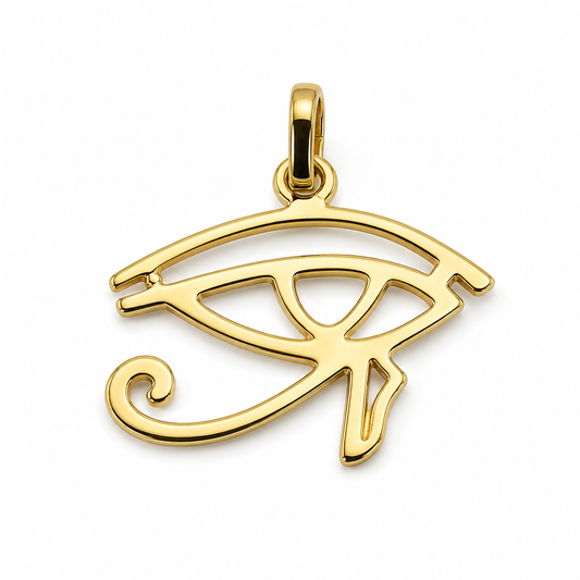 Genuine Sterling Silver 925 or 9ct 9k 375 Yellow Gold 18mm Round 'Eye of Horus' Pendant
