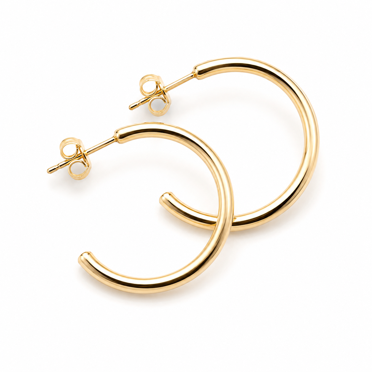 Genuine 9ct 9k 375 Yellow, Rose or White 29mm Hoop Stud Earrings