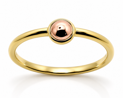 Genuine 9ct 9K 375 Yellow Gold & Rose Gold Ball 4mm Half Ball Ring - Choose your ring size H to P (Copy)