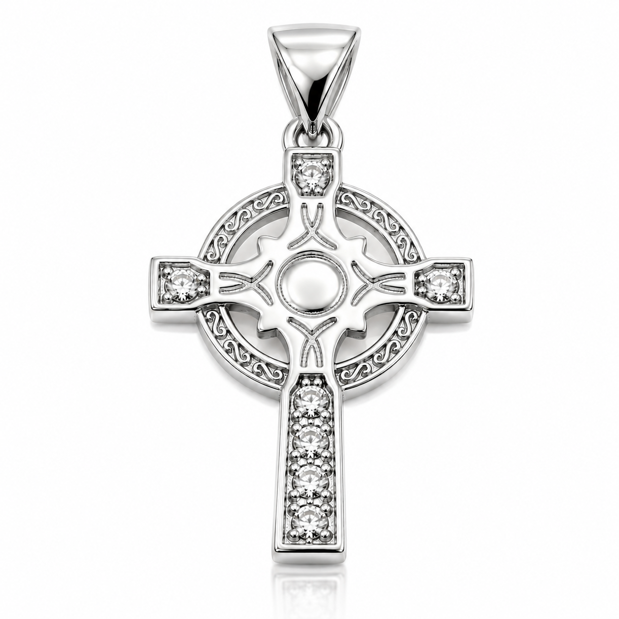 Kaedesigns, 9ct 9K 375 Yellow, Rose Or White Gold Celtic Cross Pendant With Stones