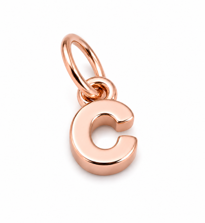 Genuine 9ct 9kt Genuine Very Small, Tiny Solid Yellow, Rose or White Gold Initial Pendant Charm C