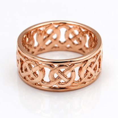 Genuine 9ct 9k 375 Solid Yellow, Rose Or White Gold Large Celtic Ring In Your Size 223