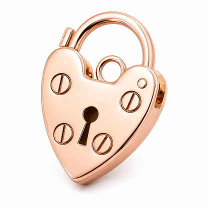 Genuine Small 11mm 9ct 9k 375 Yellow or Rose Gold Screw Heart Pendant Padlock