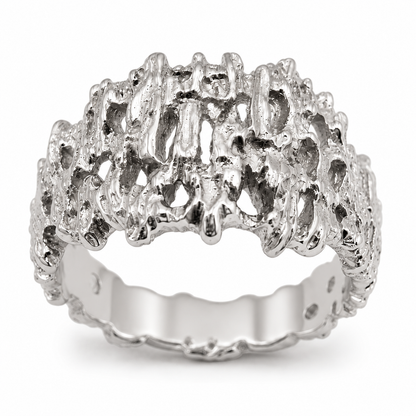 Genuine 9ct  9k 375 Full Solid Yellow, Rose or White Gold Nugget Ring 12mm Wide - Choose your size Sizes J to O