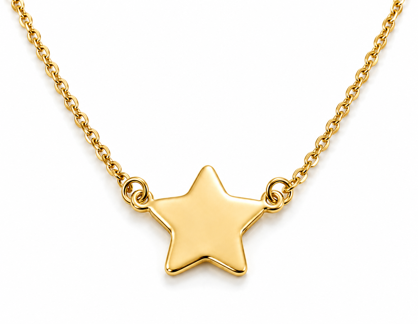 Genuine 52cm 9ct 9K 375 Yellow, Rose or White Gold Belcher Chain Necklace With Star