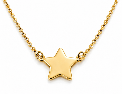Genuine 52cm 9ct 9K 375 Yellow, Rose or White Gold Belcher Chain Necklace With Star