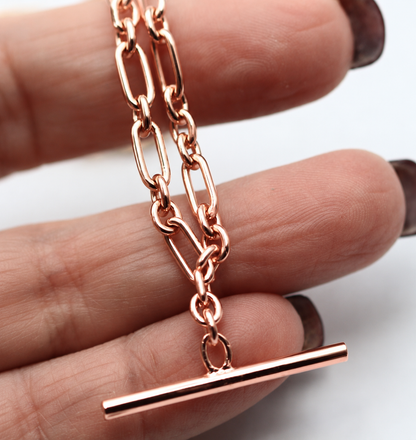 Genuine Solid 45cm 9ct 9k 375 Yellow, Rose or White Gold Fancy Link Chain Necklace + T-Bar