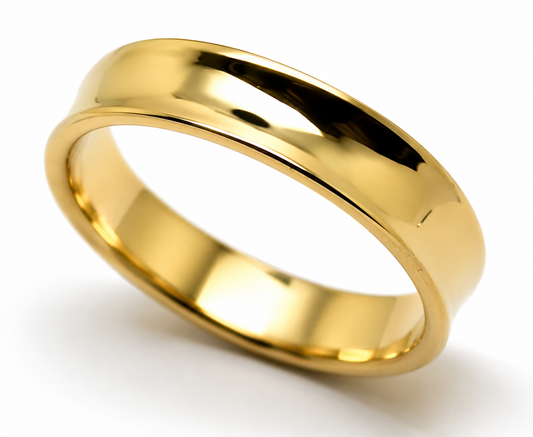 Genuine Full Solid 9ct 9k 375 Yellow, Rose or White Gold Concave Dome Ring