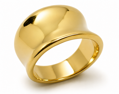 Kaedesigns Genuine Full Solid 9ct 9kt Yellow, Rose or White Gold Concave Dome Ring 250