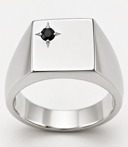 Genuine Heavy Solid 9ct 9k 375 Yellow, Rose or White Gold Rectangular Men Signet Ring, Set with Blue Sapphire