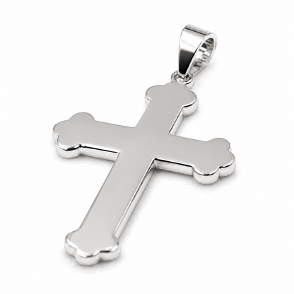 Genuine Full Solid 18ct 18kt 750 Yellow, Rose or White Gold Plain Byzantine Cross Pendant 21g