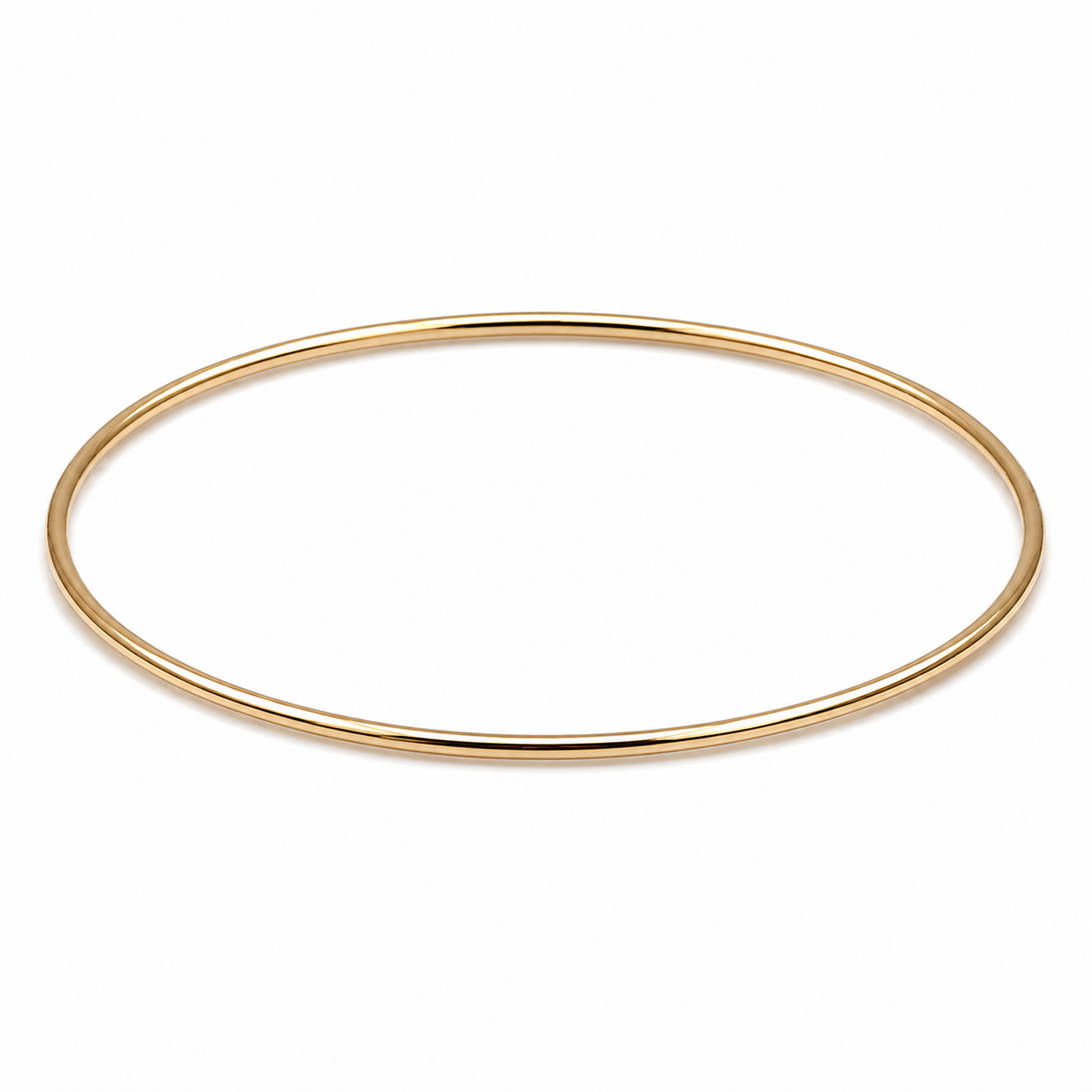 Genuine 9ct 9kt SOLID Yellow, Rose or White Gold Thin 1.3mm GOLF bangle 65mm inside diameter