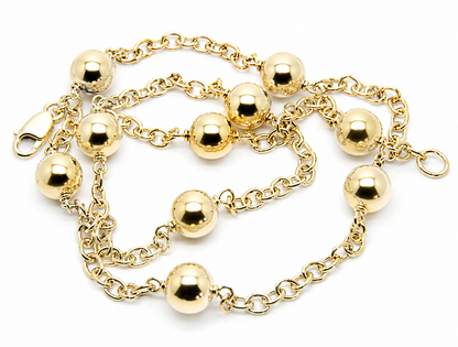 Kaedesigns 9ct 9K 375 Solid Yellow, Rose or White Gold Ball chain 55cm Kerb Curb link Necklace Chain