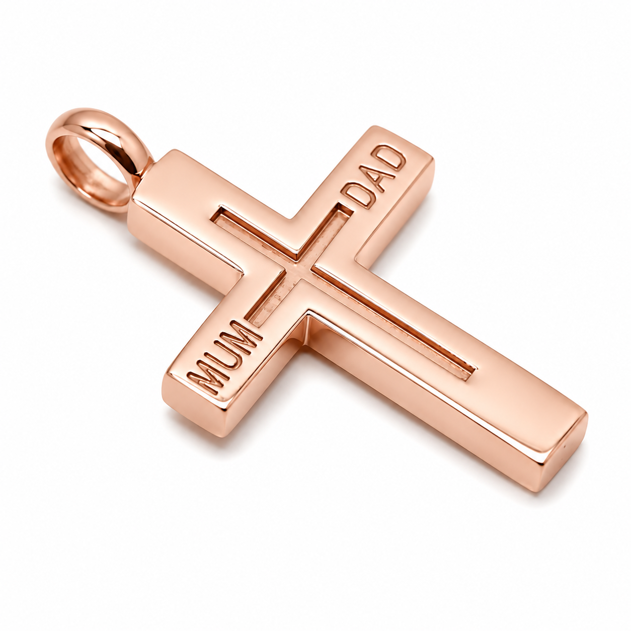 Kaedesigns 9ct 9k 375 Yellow, Rose or White Gold Love Mum & Dad Cross Pendant