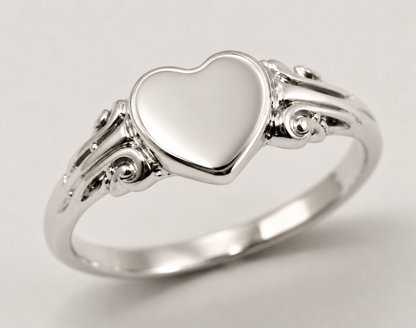 Genuine 9ct 9Kt 375 Yellow, Rose or White Gold 375 Heart Signet Ring - Choose your size H to P