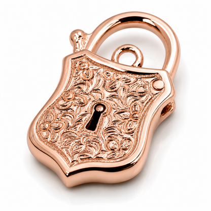 Genuine 9k 9ct 15mm x 24mm Yellow, Rose and White Gold Filigree Heart Pendant / Padlock