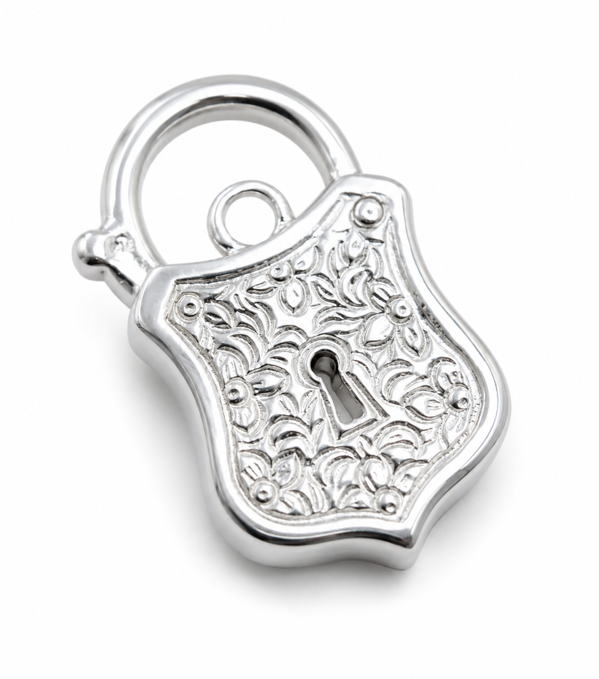 Genuine 9k 9ct 15mm x 24mm Yellow, Rose and White Gold Filigree Heart Pendant / Padlock