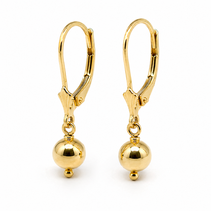 Kaedesigns Genuine 9ct 9k 375 Yellow, Rose or White Gold 6mm Continental Hook Ball Earrings
