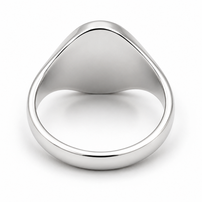 Heavy Solid 9ct 9k 375 White Gold Oval Signet Ring plus engraving in your size