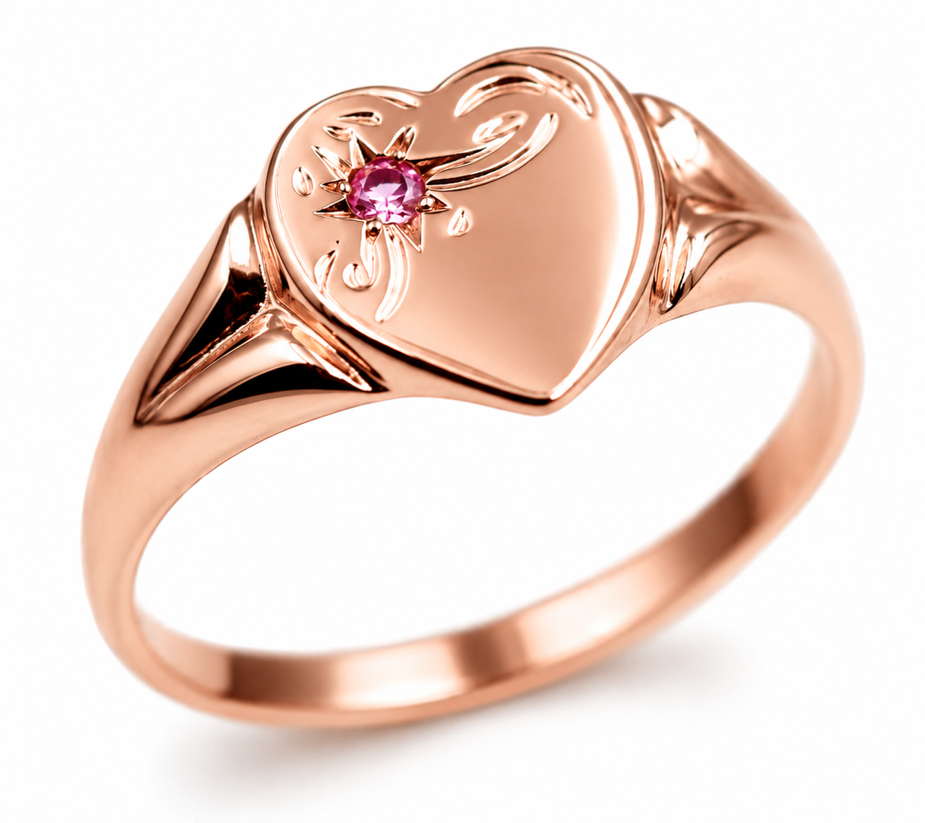 Genuine 9ct 9K Yellow, Rose or White Gold Pink Tourmaline (Birthstone- October) Signet Ring 265 265
