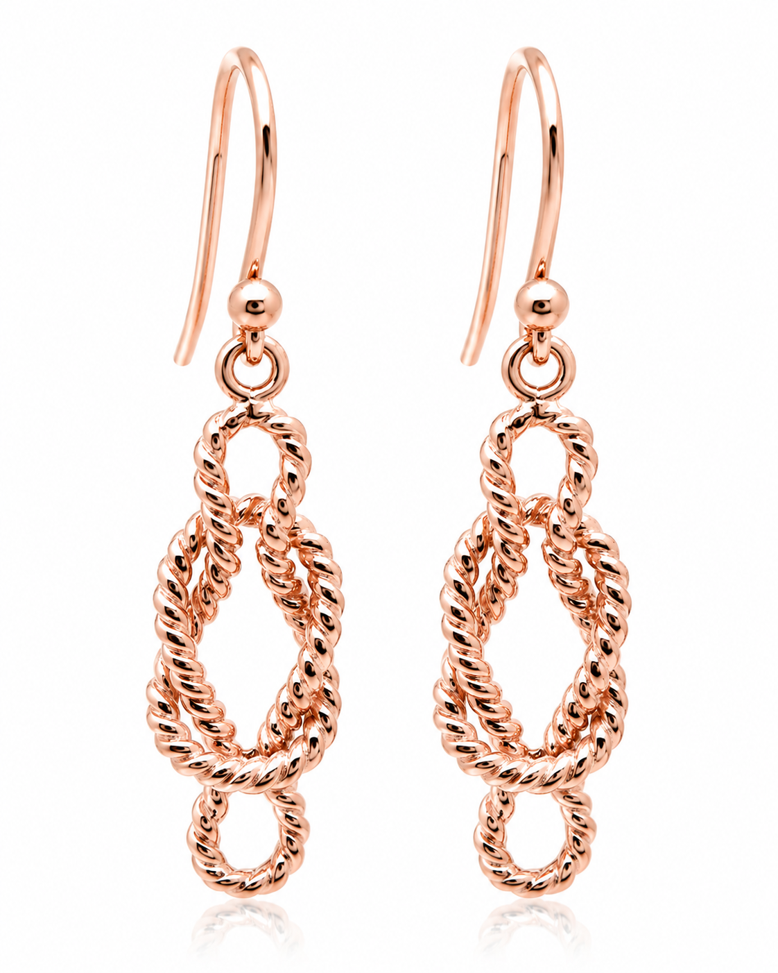 Genuine New 9ct Yellow, Rose or White Gold Swirl Knot Hook Earrings