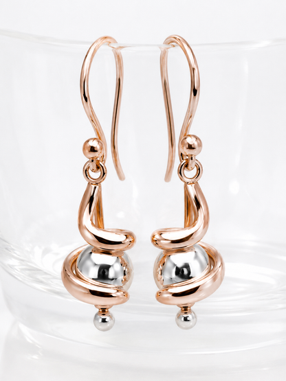 Kaedesigns Genuine 9ct 9k Yellow & Rose OR Rose & White Gold 8mm Swirl Ball Earrings