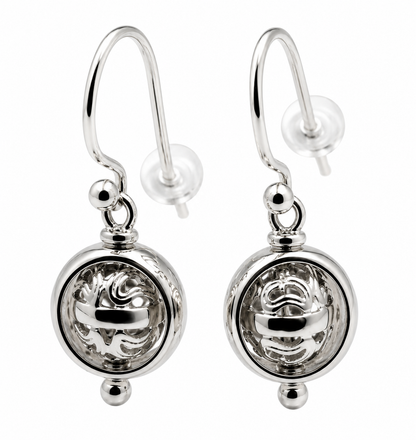 Kaedesigns 9ct 9k 375 yellow, Rose or White Gold Spinning Filigree Belcher Ball Earrings