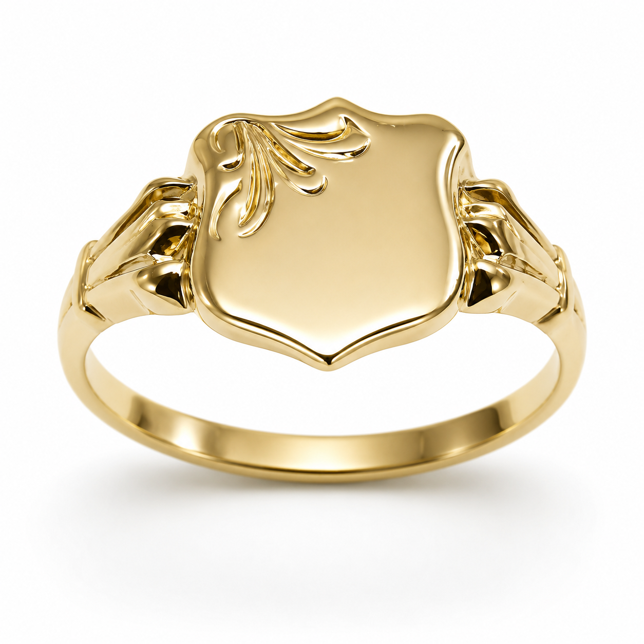 Small 9ct 9k 375 Yellow, Rose or White Gold Shield Signet Ring