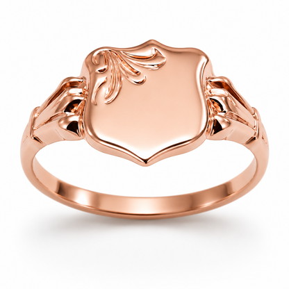 Small 9ct 9k 375 Yellow, Rose or White Gold Shield Signet Ring