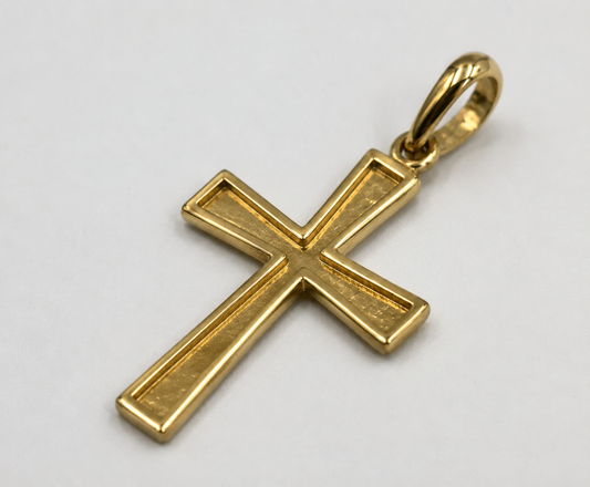 Genuine Small 14ct 14K Yellow Gold Cross Pendant or Charm