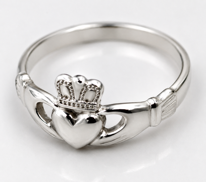 Solid Sterling Silver 925 Irish Claddagh Ring - Choose your size