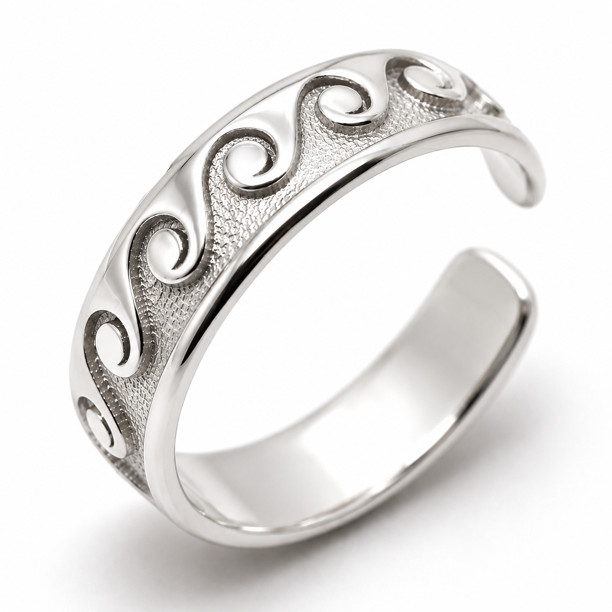 Genuine Full Solid 9ct Yellow, Rose, White Gold or Sterling Silver Surf Wave Toe Ring