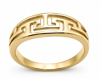 Kaedesigns, Solid 9ct 9k 375 Yellow, Rose or White Gold Celtic Wave Greek Key Ring 328