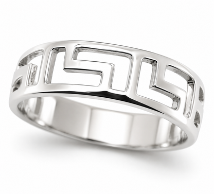 Genuine Solid 9ct 9k 375 Yellow, Rose or White Gold Greek Key Ring - Choose your size H to P