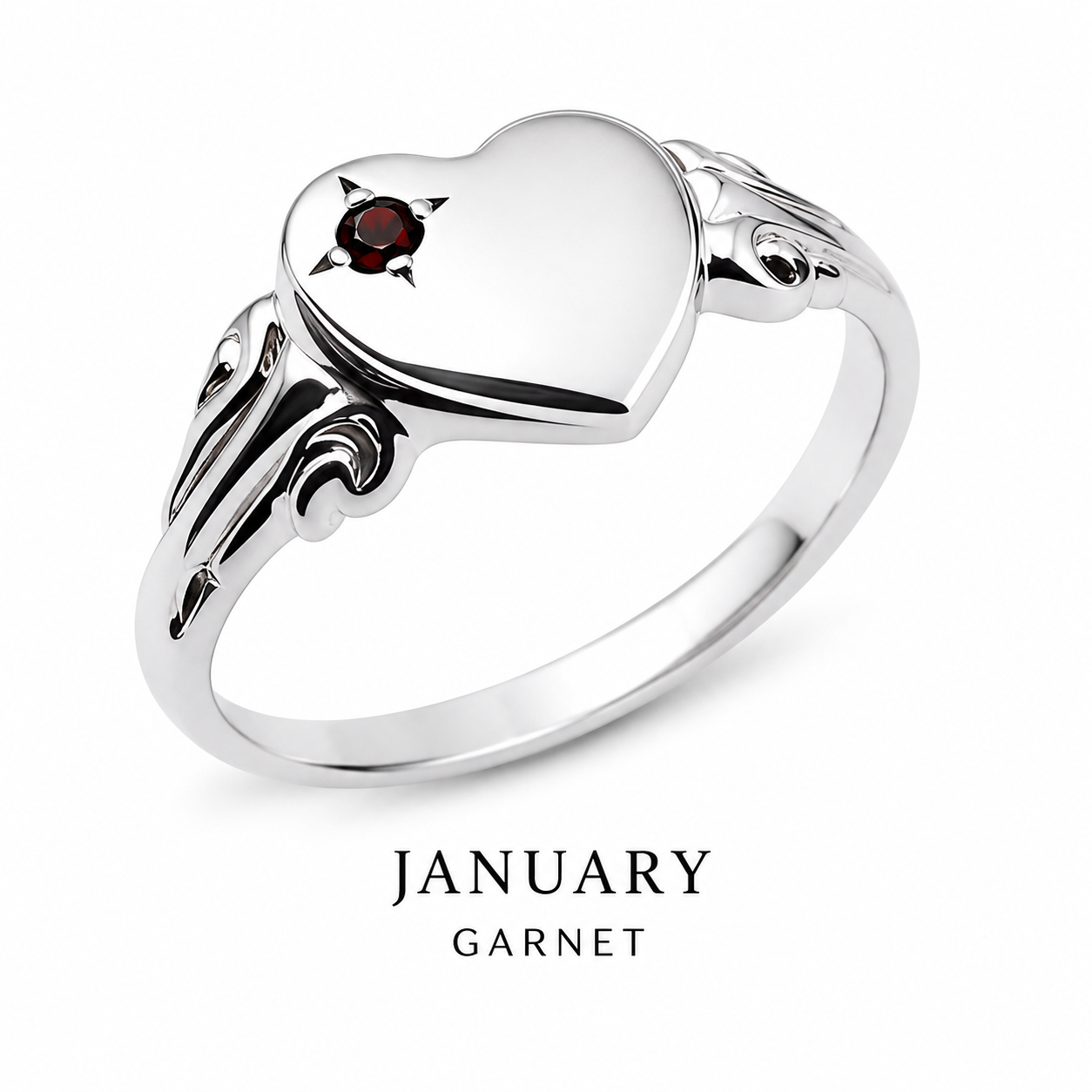 Genuine Sterling Silver 925 Heart Signet Ring Choose Your Size And Gemstone