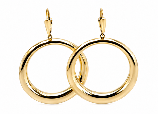 Genuine 9ct 9k 375 Yellow, Rose or White Gold Huge Oversized Hoop Disc Continental Hook Earrings