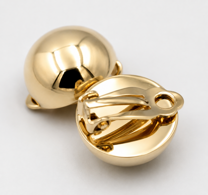 Kaedesigns Genuine 9ct 9k 375 Rose, Yellow Or White Gold Clip On 16mm Half Ball Earrings