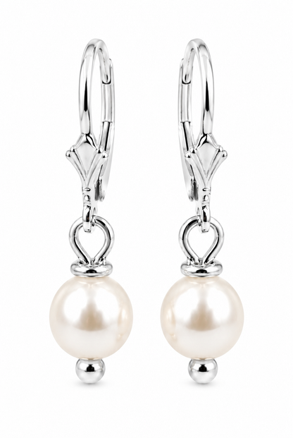 Kaedesigns 9ct 9k 375 Yellow, Rose or White Gold 6mm White Pearl Continental Clip Earrings