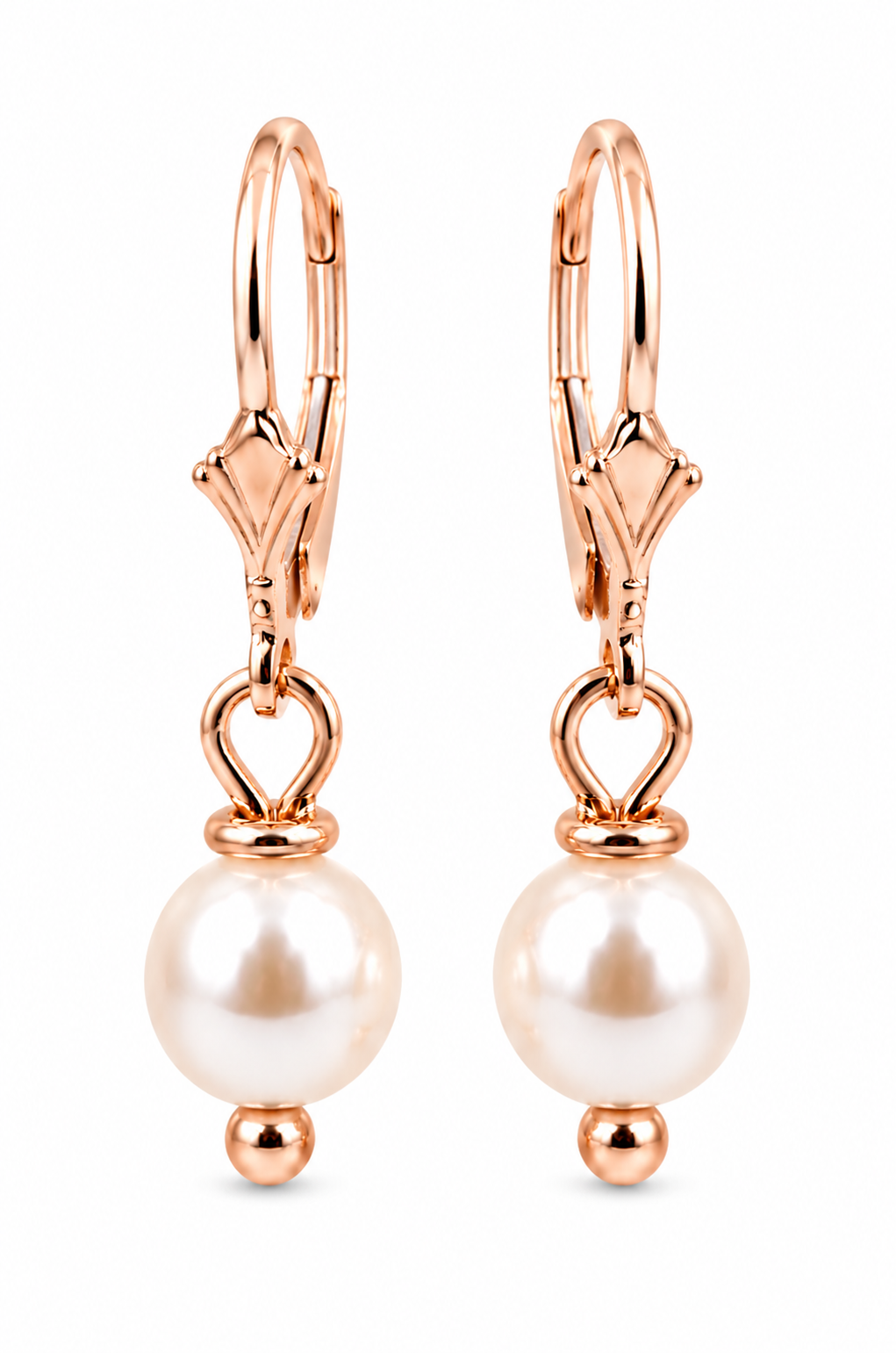 Kaedesigns 9ct 9k 375 Yellow, Rose or White Gold 6mm White Pearl Continental Clip Earrings