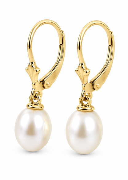 Kaedesigns 9ct 9k 375 Yellow, Rose or White Gold Oval 11mm x 8mm White Pearl Continental Clip Earrings