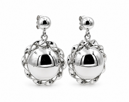 Genuine 9ct 9k 375 Yellow, Rose or White Gold Twisted 16mm Half Ball Stud Ball Earrings